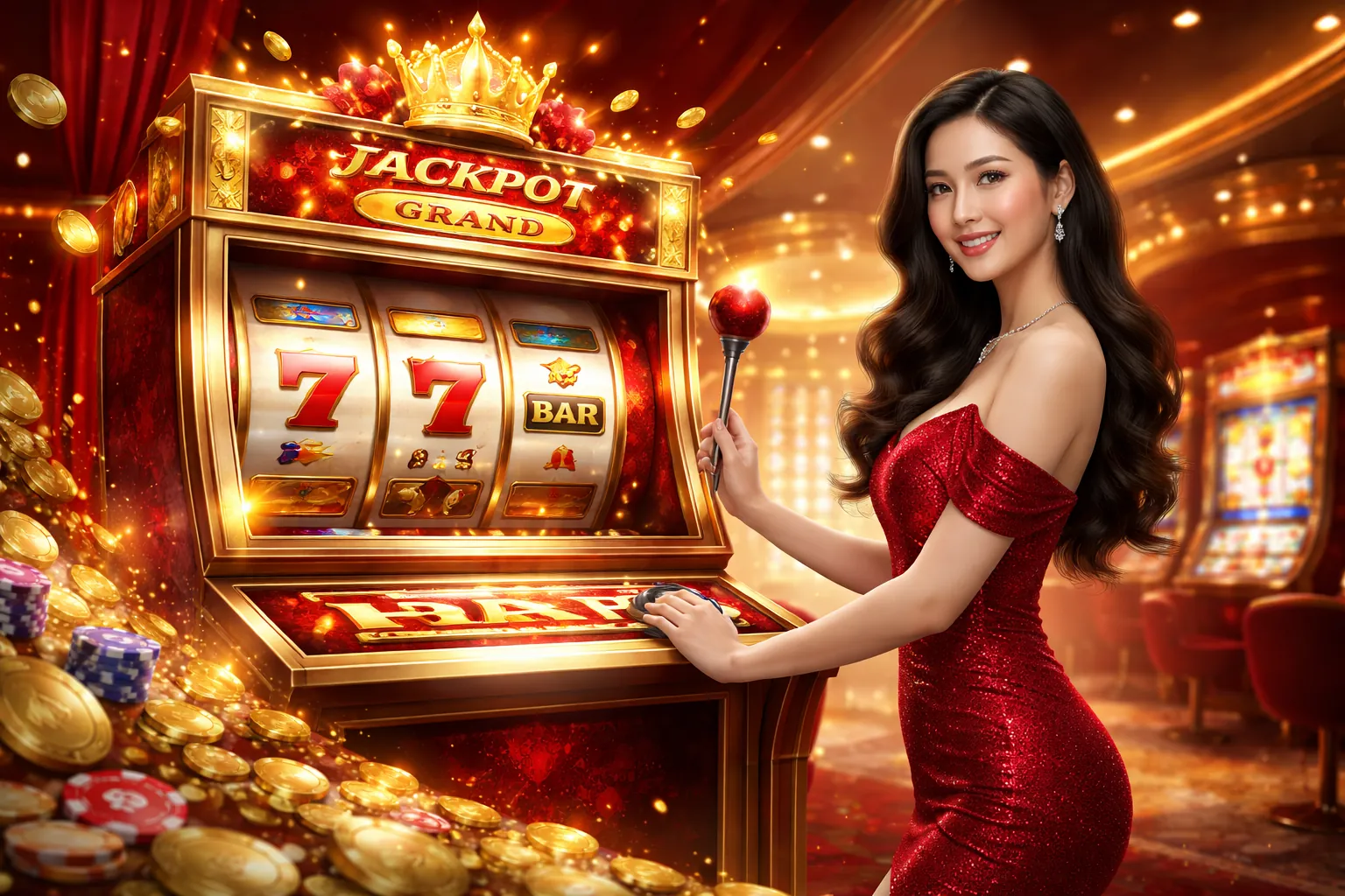 Máy nổ hũ VMAX với các biểu tượng tiền thưởng và jackpot lớn